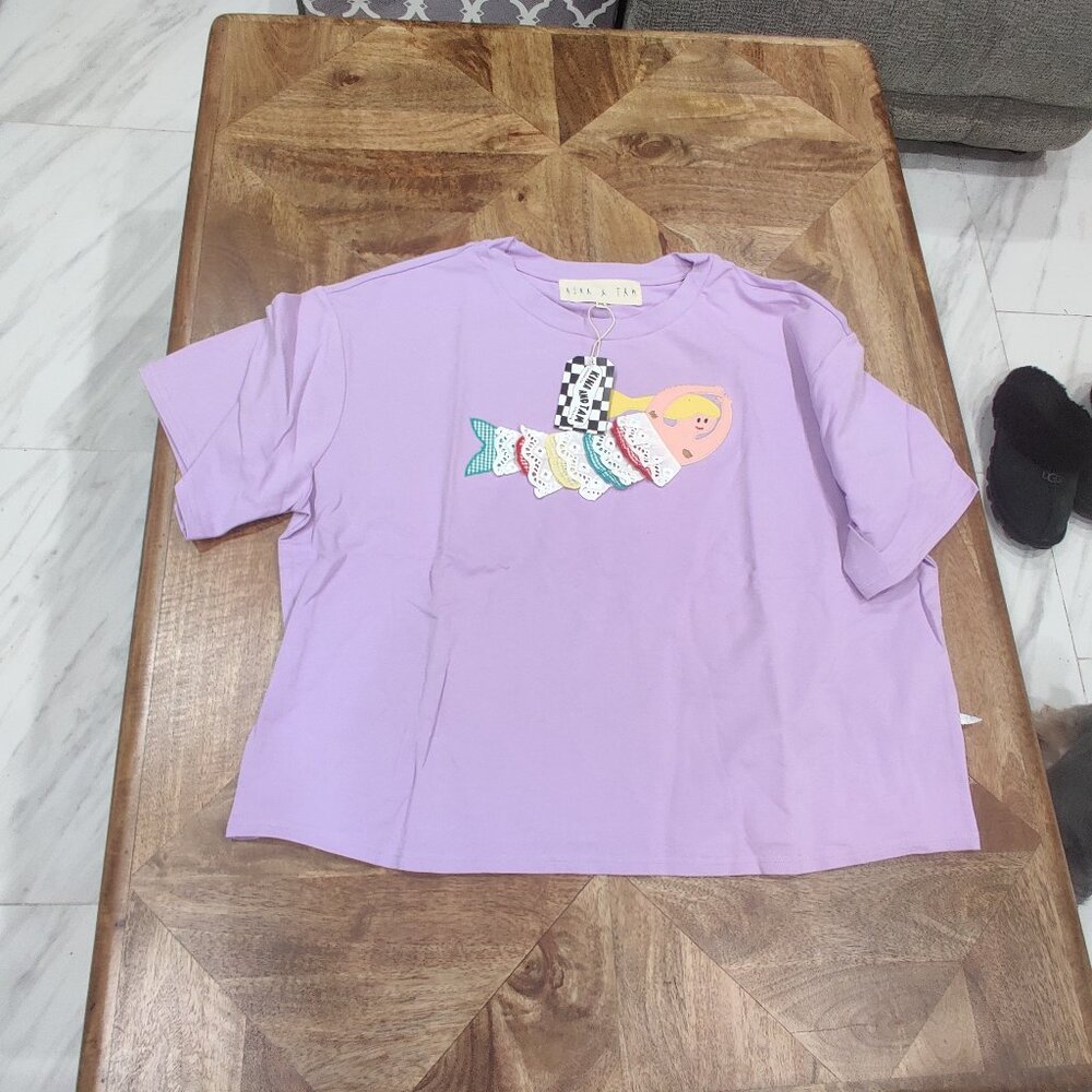 Kina and Tam Mermaid embroidered Tee size 2xl New